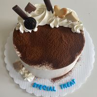 tiramisu birthday cake (!!!!!)  at Level V Bakery in Vancouver