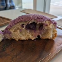 Inside the Ube Mochi Bun at Level V Bakery in Vancouver
