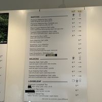 Matcha menu  at Level V Bakery in Vancouver