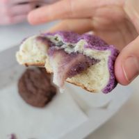 Ube bun at Level V Bakery in Vancouver