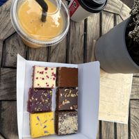 Vegan cappuccino and taartes. Also a smoothie  at MultiVlaai in Haarlem