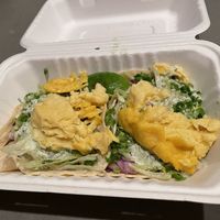 Vegan Chorizo and egg taco at Senor Sisig in Oakland