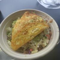 Just egg added to bowl at Senor Sisig in Oakland