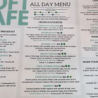 Menu as at 28 June 2025 at Soft Cafe in Geelong