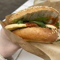 Pesto and vegan cheese at Budapest Bagel - Kálvin in Budapest