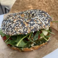 Pesto ”mozzarella” bagel  at Budapest Bagel - Kálvin in Budapest