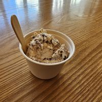 $6 single scoop, vegan peanut butter cookie dough at Duck Island Ice Cream in Wellington