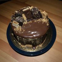 Vegan birthday cake (tastes: ferrero rocher, snickers, chocolate...)  at Strava in Krakow