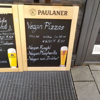 Vegan pizza menu with 3 options at Müller Café & Bäckerei in Munich