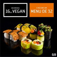 Order a menu of 16 pieces of vegan sushi and get double!
every Tuesday at Sushi em Tua Casa in Guimaraes