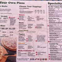 Menu  at Beau Jo's in Idaho Springs