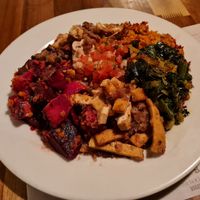 Ethiopian platter at Veggie Beans and Shakes in Bogota