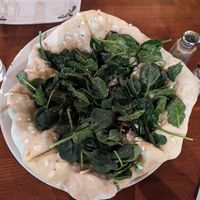 Mushroom and spinach pizza at Borgo Italia in Senoia