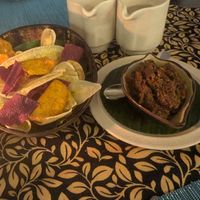 Vegetable chips and homemade vegan sambal at Hawa's Artisan Kitchen in Lahad Datu