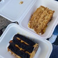 Salted caramel cake and caramelised cake at Savage Slice in Renfrew