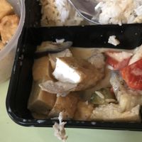 pieces of real chicken in the "vegan" curry at Vina's Noodles & More in Leiden