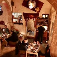 Looking down into main dining room.  at La Triskalla in Essaouira