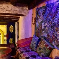 Upstairs. Really fun seating.  at La Triskalla in Essaouira