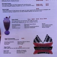 Vegan menu  at Hot Rods 50's Diner in Alcoa