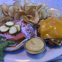 Black Bean Burger with vegan cheddar, and I added jalapeños.  at Hot Rods 50's Diner in Alcoa