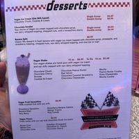 Vegan menu back  at Hot Rods 50's Diner in Alcoa