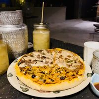 3 seasons pizza x kalamansi shake! at Capri Island Bakery Cafe in Laguna