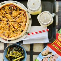 Funghi pizza! Our fave!! X complimentary adobong kangkong! at Capri Island Bakery Cafe in Laguna