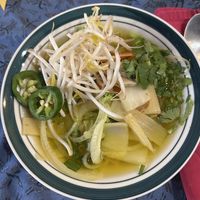 Half of a veggie pho  at Pho Asian Noodle House in Columbus