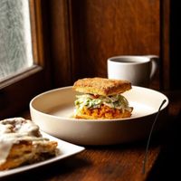 Buffalo chick pea biscuits at Coat Check Coffee in Indianapolis