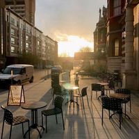 Outside at Coat Check Coffee in Indianapolis