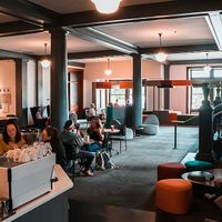 Inside at Coat Check Coffee in Indianapolis