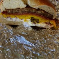 Vegan Caesar on a fresh-outta-the-oven bagel!  at Seaside Bagels in Wilmington