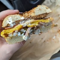 Vegan Caesar (bagels aren't very photogenic eh) at Seaside Bagels in Wilmington
