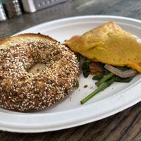 Wonder Woman was omelette with sausage and a bagel  at Seaside Bagels in Wilmington