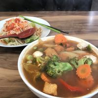 tom yum + som tam at Thai Noodle World in Lawton