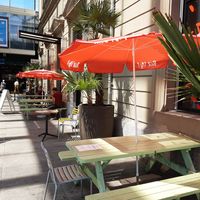 "Outdoor" seating under glass roof at Rice Up in Winterthur