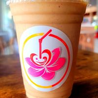Peach Cobbler shake (light and healthy like a smoothie) at Roasted and Raw in Oakland