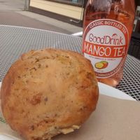Vegan Apple raisin muffin and good drink tea  at Baked Cafe in Whitehorse