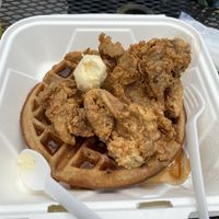 So good I ate the whole thing. I’ve never had real chicken and waffles but I imagine this was close to the real deal  at Allyum in Seattle