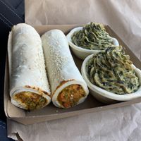 Veggie rolls and spinach & potato pies   at The Good Food Bakery in Mornington