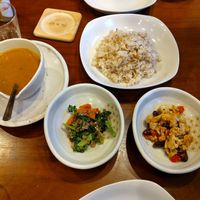 The tomato and coconut curry, served as a share meal. at Magokoro - Hemp Heart in Kotohira