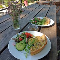 A pie with a salad. at Kafe Stadsparken Huskvarna in Jonkoping
