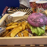 Cherry Bomb with potato wedges  at Flower Burger in London