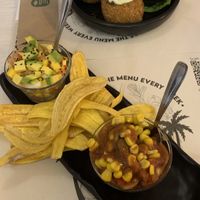 Entradas: Ceviches veganos y Meat balls.   at Pura Vida in Bogota