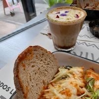 Canelonis & coconut lemonade latte at Pura Vida in Bogota