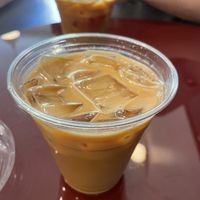 Iced oat rose cardamom latte  at The Flora Bakehouse in Seattle