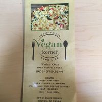Menu 1 at Vegan Korner in Grand Terrace