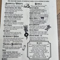 Menu side 2  at Farmacy+Fermentary in Charlottetown