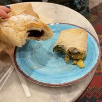 Vegan Chocolate croissant and vegan breakfast burrito   at Cuppa Tahoe in South Lake Tahoe