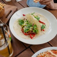 Fajitas and chick-un pizza at The Stables Whitford in Auckland
